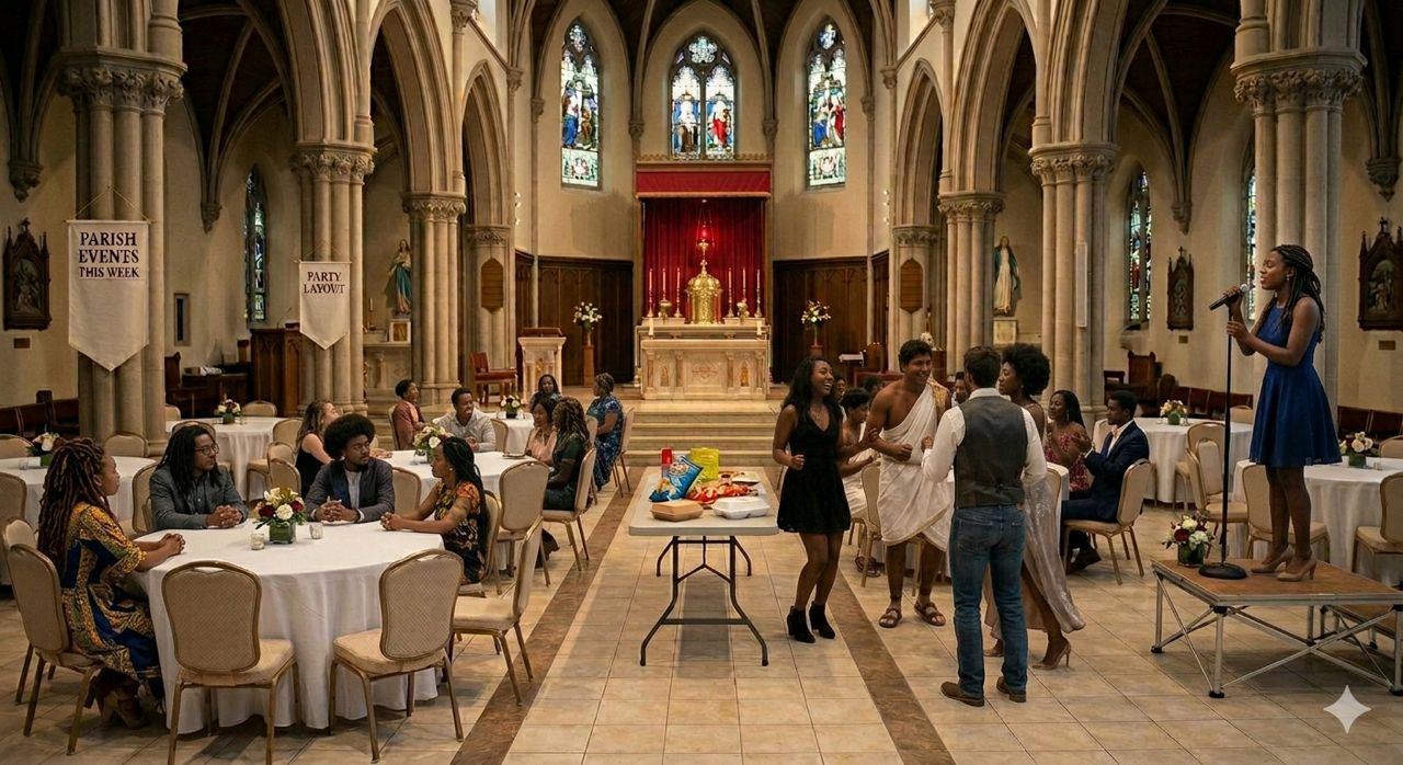 Partying in a Catholic Church.