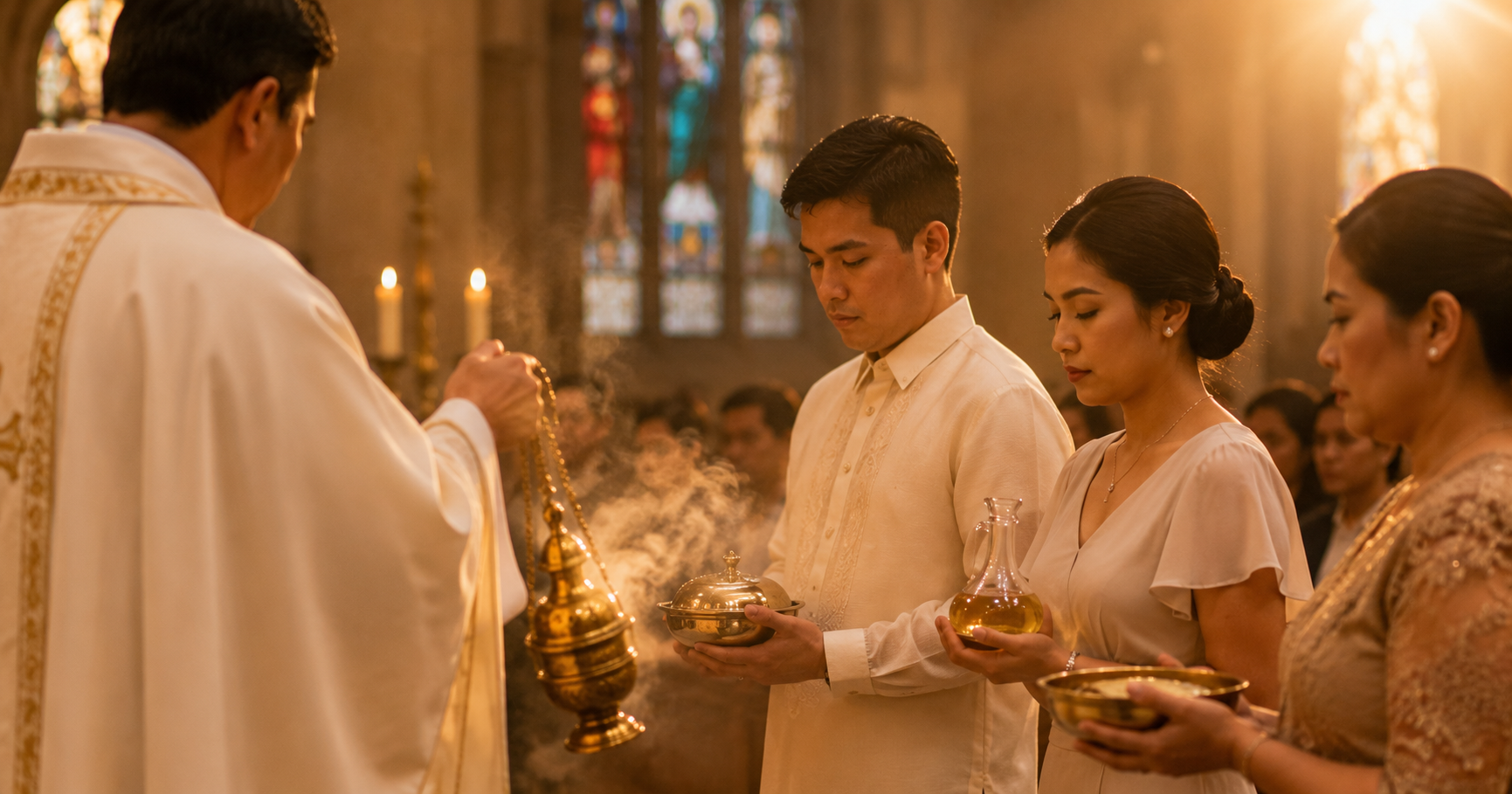 ARE THE GIFT BEARERS TO BE INCENSED WHILE STILL HOLDING THEIR GIFTS AFTER THE OFFERTORY PROCESSION?